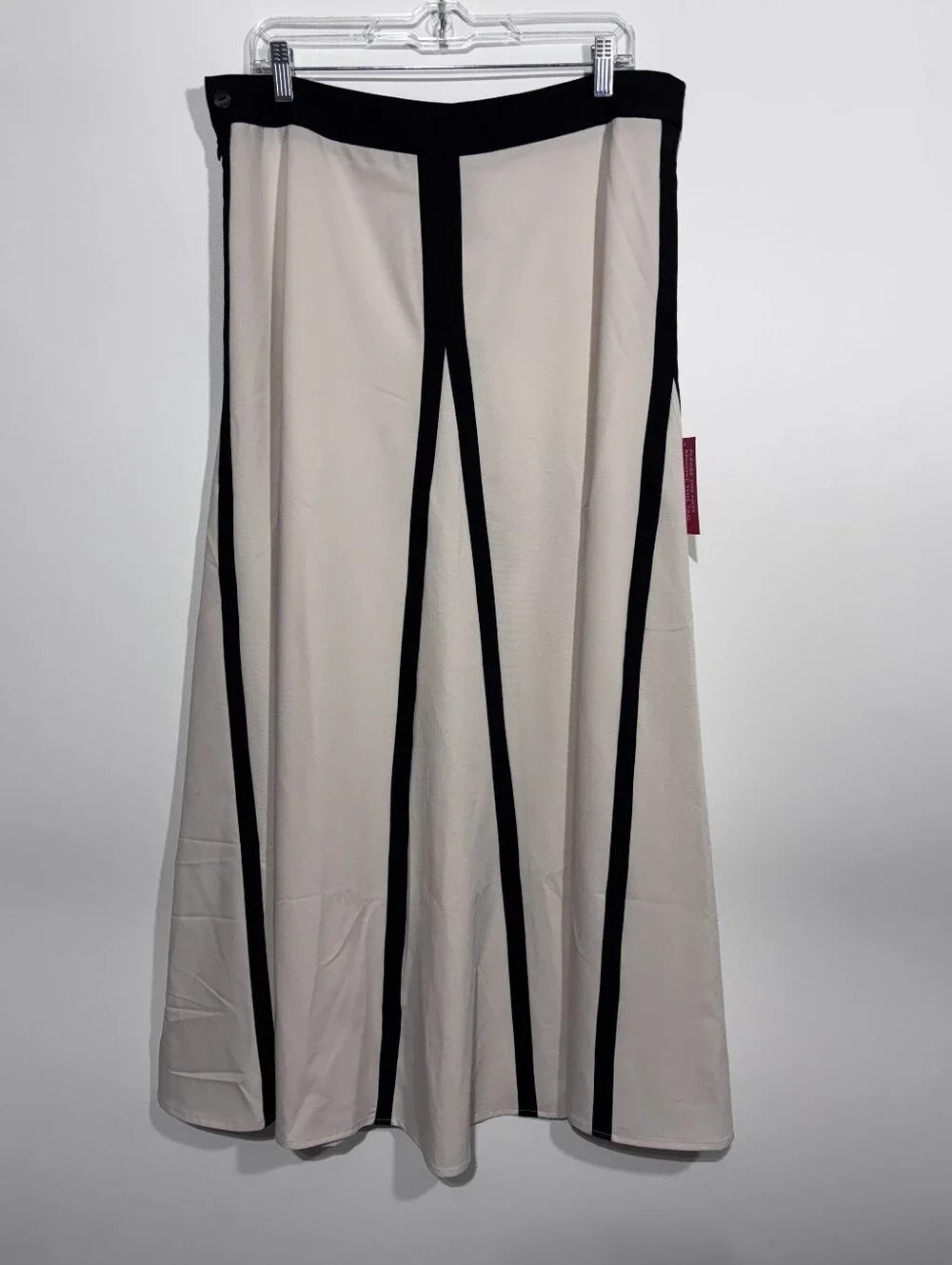 Paisie Contrast Trim Maxi Skirt in Beige and Black Size UK 16 US 12 New